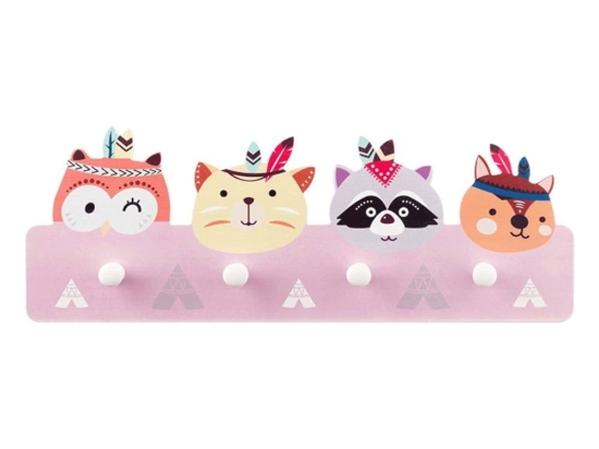 Κρεμάστρα Τοίχου Παιδική 57763.01 40x14,8x4cm Pink-Multi Navaris Μέταλλο,Ξύλο