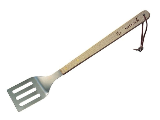 Σπάτουλα Μαγειρικής Τρυπητή 223.0208.055 46cm Natural-Silver Barbecook Ατσάλι,Ξύλο