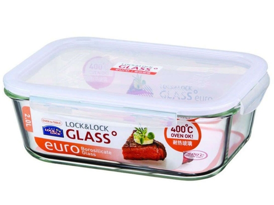 Δοχείο Φαγητού LLG455 25,1x18,9x8,8cm 2lt Clear Lock & Lock Γυαλί