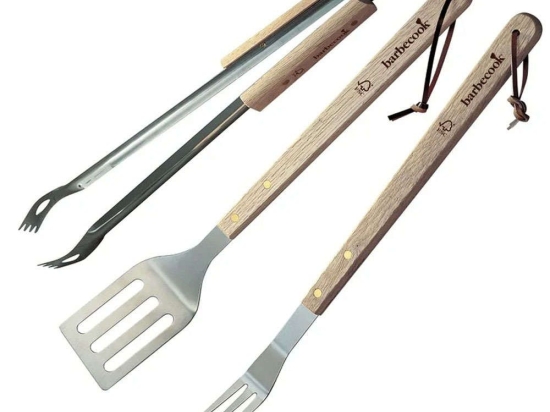 Εργαλεία BBQ (Σετ 3Τμχ) 223.0310.055 Silver-Natural Barbecook Ατσάλι,Ξύλο