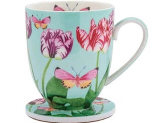 Κούπα Πορσελάνινη Με Σουβέρ Tulip Love (Σετ 2Τμχ) HV0329 400ml Multi Maxwell Williams Πορσελάνη