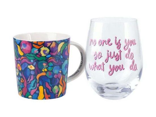 Κούπα Και Ποτήρι Africa Navy Kasey Rainbow Wild at Heart (Σετ 2Τμχ) DX1226 380ml/500ml Multi Maxwell Πορσελάνη,Γυαλί