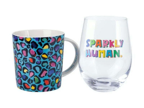Κούπα Και Ποτήρι Wild Blue Kasey Rainbow Wild at Heart (Σετ 2Τμχ) DX1230 380ml/500ml Multi Maxwell & Πορσελάνη,Γυαλί