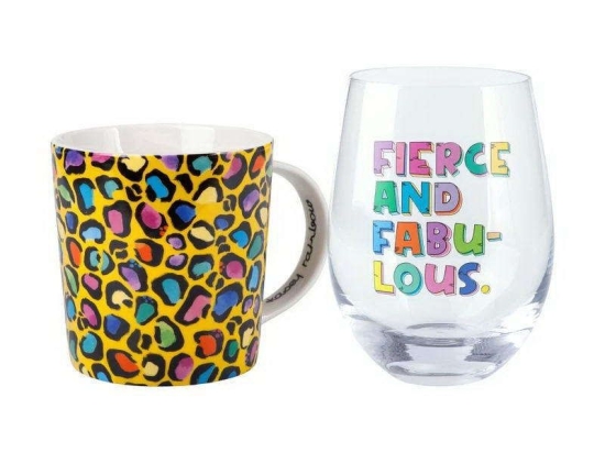 Κούπα Και Ποτήρι Wild Yellow Kasey Rainbow Wild at Heart (Σετ 2Τμχ) DX1231 380ml/500ml Multi Maxwell Πορσελάνη,Γυαλί