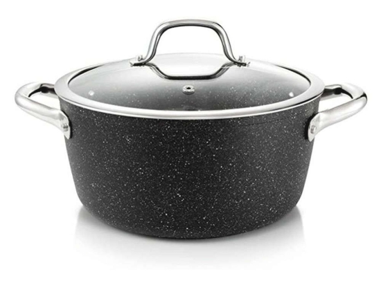 Χύτρα Με Γυάλινο Καπάκι President Stone 780335 Φ24cm 4,5Lt Anthracite Tescoma 4.5lt