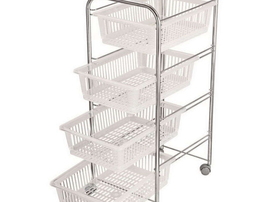 Μανάβης Τρόλεϊ Με Λαβή 4 Θέσεων 40373 31x46x85cm White-Silver