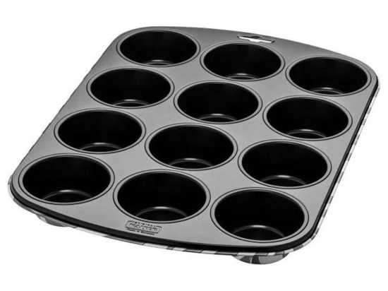 Φόρμα Muffins Αντικολλητική 12 Θέσεων Zebrafrica 3201112089 38x27x3cm Black-White Kaiser Ατσάλι