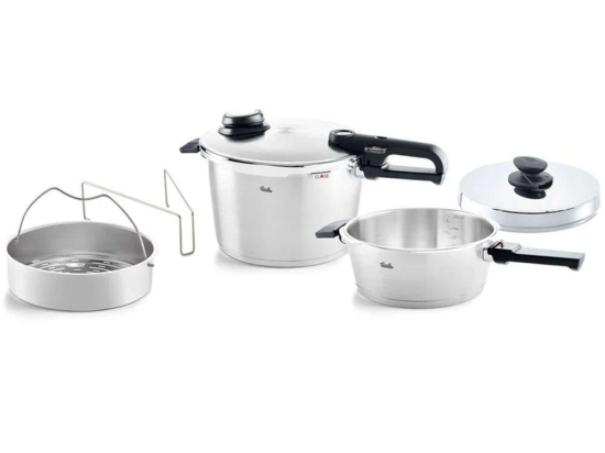 Χύτρα Ταχύτητας Και Τηγάνι Set Quattro Vitavit Premium (Σετ 2Τμχ) 622-812-11-090/0 8/4lt Inox-Black Fissler 8lt Ανοξείδωτο Ατσάλι