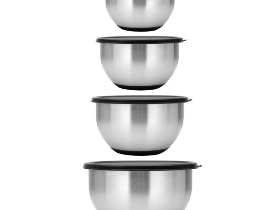 Μπωλ Ανάδευσης & Αποθήκευσης Leo (Σετ 4Τμχ) 1106251 Inox-Black BergHoff Ανοξείδωτο Ατσάλι