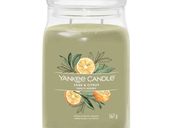 Αρωματικό Κερί Signature Sage & Citrus Large 1629961E 9,3x15,7cm Green Yankee Candle