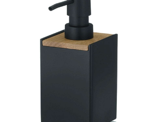 Δοχείο Κρεμοσάπουνου Cube 23689 7x7x17cm 300ml Black-Natural Kela Ξύλο