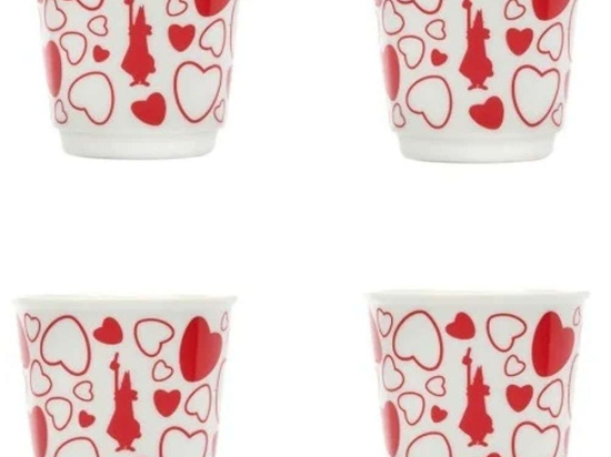 Κούπες Espresso Heart 90ml (Σετ 4 Τμχ) 209.Y0TZ20215 90ml White-Red Bialetti Πορσελάνη