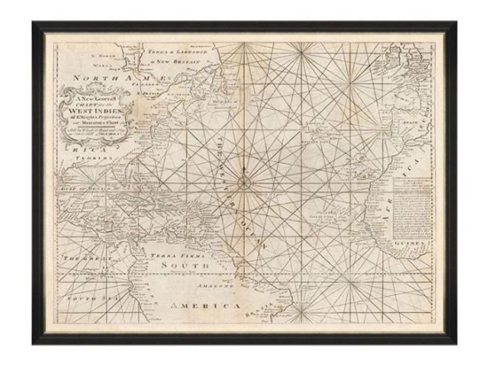 Κάδρο Map Of West Indies 1716 FA13198 120X90 MindTheGap Οριζόντιοι Ξύλο