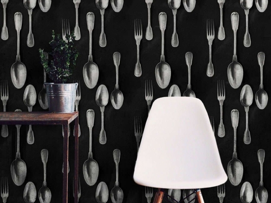 Ταπετσαρία Cutlery Silver WP20248 Silver-Black MindTheGap 52x300cm