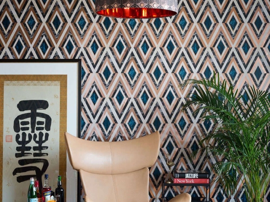 Ταπετσαρία Diamonds In Copper WP20291 Black-Ivory-Blue-Copper MindTheGap 52x1000cm