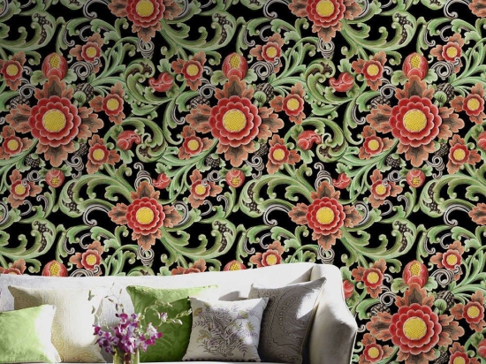 Ταπετσαρία Floral Painting WP20251 Red-Green-Black MindTheGap 52x300cm