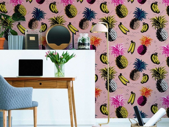 Ταπετσαρία Flying Objects Pink WP20376 Blue-Pink-Yellow-Black MindTheGap 52x300cm
