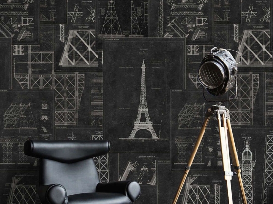 Ταπετσαρία Grand Eiffel Anthracite WP20218 White-Anthracite MindTheGap 52x300cm