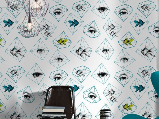Ταπετσαρία Fish Eye WP20083 Blue-Green-Yellow MindTheGap 52x300cm