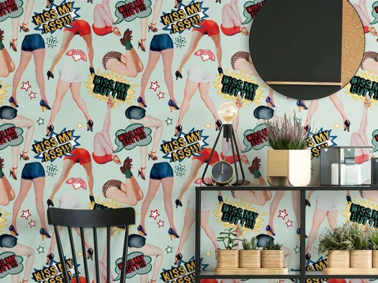 Ταπετσαρία Kiss My Ass WP20378 Blue-Red-Yellow MindTheGap 52x300cm