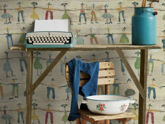 Ταπετσαρία Little People WP20273 Taupe-Green-Blue-Red MindTheGap 52x300cm