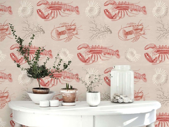 Ταπετσαρία Lobster Taupe WP20013 Grey-Red-Blue MindTheGap 52x300cm