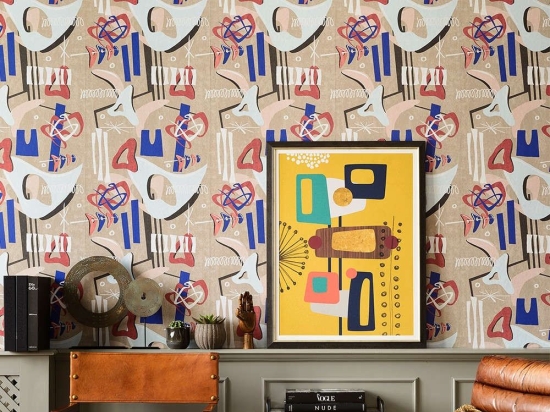 Ταπετσαρία Mescaline WP20536 Taupe-Blue-Red MindTheGap 52x300cm