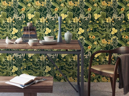 Ταπετσαρία Mimulus Anthracite WP20322 Green-Yellow MindTheGap 52x300cm
