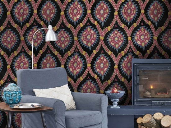 Ταπετσαρία Ottoman Anthracite WP20306 Red-Black-Yellow-Blue MindTheGap 52x300cm