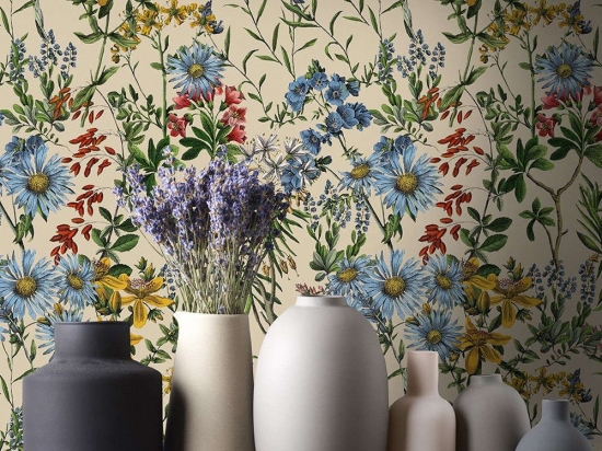 Ταπετσαρία Summerish Taupe WP20308 Green-Blue-Yellow-Taupe MindTheGap 52x300cm
