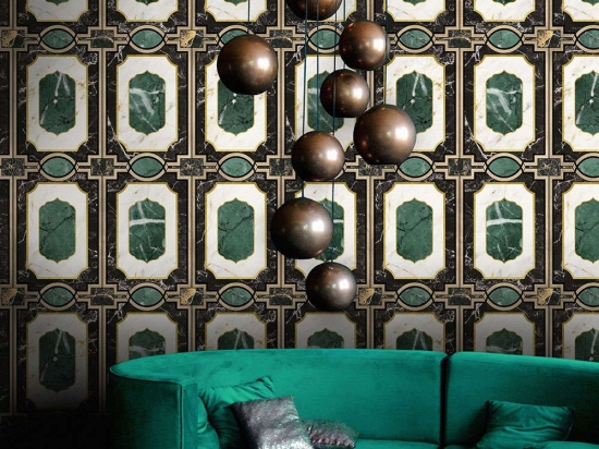 Ταπετσαρία Waldorf Emerald WP20356 Green-Black-White-Gold MindTheGap 52x300cm
