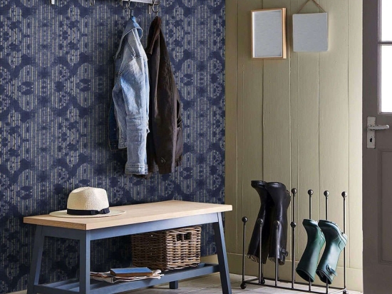 Ταπετσαρία Washed Shibori Indigo WP20396 Indigo Blue-Gold MindTheGap 52x300cm