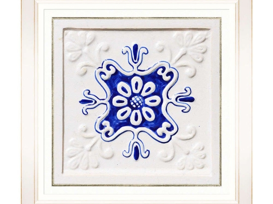 Κάδρο Folk Tiles I FA13248 50x50cm Blue MindTheGap Τετράγωνοι Ξύλο