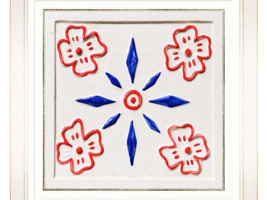 Κάδρο Folk Tiles II FA13249 50x50cm Blue-Red MindTheGap Τετράγωνοι Ξύλο