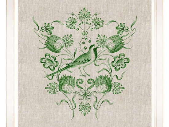 Κάδρο Embroidery Folk I FA13254 70x70cm Green MindTheGap Τετράγωνοι Ξύλο