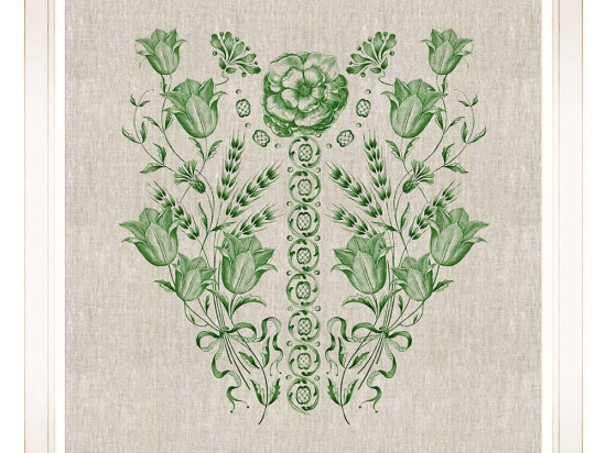 Κάδρο Embroidery Folk IV FA13257 70x70cm Green MindTheGap Τετράγωνοι Ξύλο