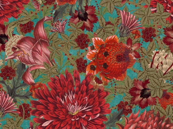 Ταπετσαρία The Flowering Bluebird WP20552 Red-Turquoise MindTheGap 52x300cm