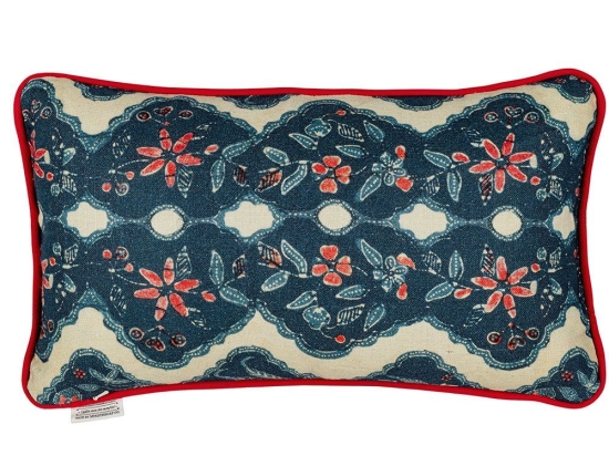 Μαξιλάρι Διακοσμητικό (Με Γέμιση) Phoenicia Batik Lc40122 50X30Cm White-Blue Mindthegap 30X50 Πούπουλο-Φτερό