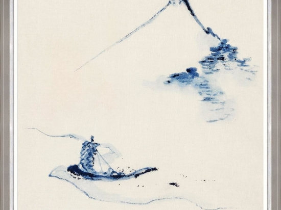 Κάδρο A Person In A Small Boat By Hokusai Fa13350 90X90Cm White-Blue Mindthegap Τετράγωνοι Ξύλο