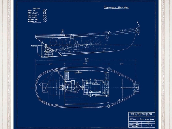 Κάδρο Tugboats Blueprints Iv Fa13404 70X50Cm Blue Mindthegap Οριζόντιοι Ξύλο