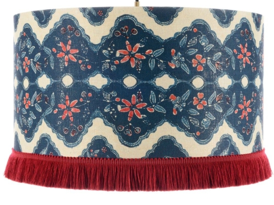 Φωτιστικό Οροφής Phoenicia Batik Cl50445 Ø55X30 E27 Blue-Red Mindthegap Μέταλλο,Ύφασμα