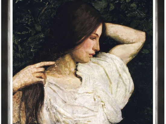 Κάδρο Girl Arranging Her Hair FA13420 80x80cm Multi MindTheGap Τετράγωνοι Ξύλο,Γυαλί