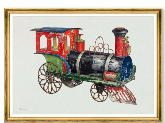 Κάδρο Toy Locomotive By Charles Henning FA13482 70x50cm Multi MindTheGap Οριζόντιοι Ξύλο,Γυαλί