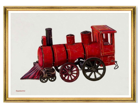 Κάδρο Toy Locomotive By Chris Makrenos FA13483 70x50cm Multi MindTheGap Οριζόντιοι Ξύλο,Γυαλί