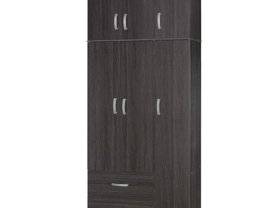 Ντουλάπα τρίφυλλη και πατάρι Zelia pakoworld wenge 90x42x240εκ.