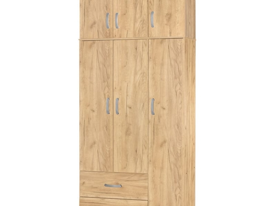 Ντουλάπα τρίφυλλη και πατάρι Zelia pakoworld φυσικό 90x42x240εκ.