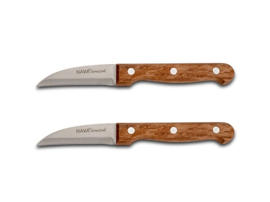 Μαχαίρι Ξεφλουδίσματος Terrestrial (Σετ 2Τμχ) 10-058-049 17cm Inox-Brown Nava Ανοξείδωτο Ατσάλι