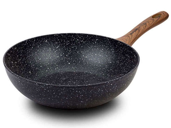 Τηγάνι Γουόκ Αντικολλητικό Nature 10-144-110 28cm Black-Brown Nava 28cm Αλουμίνιο