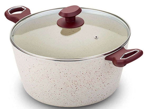 Κατσαρόλα Βαθιά Αντικολλητική Terrestrial 10-044-015 28cm Bordo-Beige Nava 28cm Αλουμίνιο