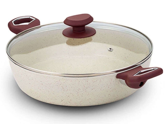 Κατσαρόλα Ρηχή Αντικολλητική Terrestrial 10-044-014 28cm Bordo-Beige Nava 28cm Αλουμίνιο